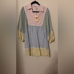 New Entro size large seersucker Striped Multicolor Tunic dress